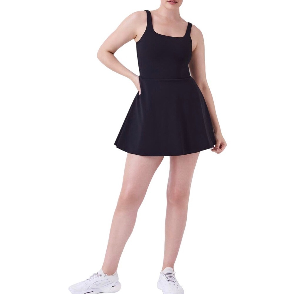 Spanx The Get Moving Square Neck Tank Dress Size XS Black Style 50484R